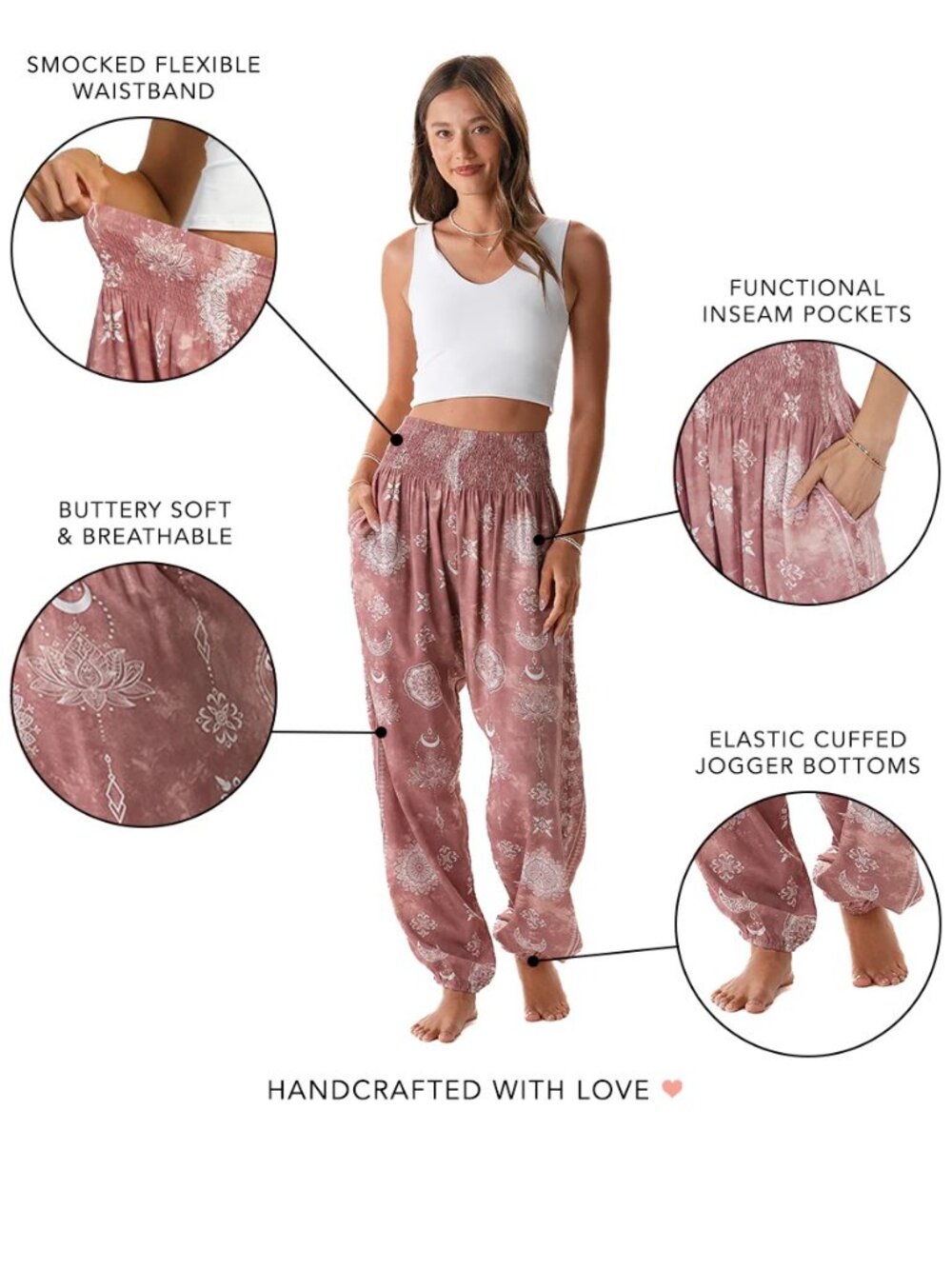 NWOT Lotus and Luna Dusty Rose |Moon Lounge Set sz M - Picture 5 of 5